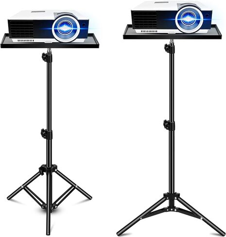 2 Sets Projector Stand Tripod from 22" to 47" Height Adjustable Laptop Tripod Stand with Tray Detachable Foldable Computer DJ Racks Holder Mount for Home Office Stage Studio Floor, Black in Saudi Arabia