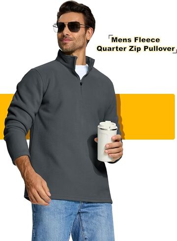KEFITEVD Mens Quarter-Zip Pullover Stand Collar Long Sleeve 1/4 Zip Polar Fleece Sweatshirt Winter Fall Warm Shirt in Saudi Arabia