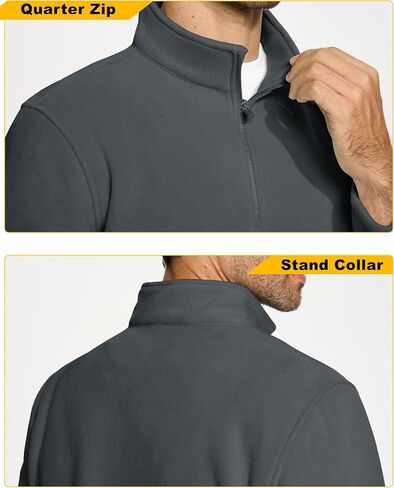 KEFITEVD Mens Quarter-Zip Pullover Stand Collar Long Sleeve 1/4 Zip Polar Fleece Sweatshirt Winter Fall Warm Shirt in Saudi Arabia