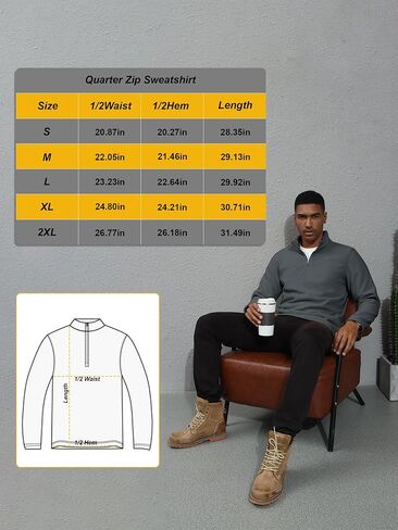 KEFITEVD Mens Quarter-Zip Pullover Stand Collar Long Sleeve 1/4 Zip Polar Fleece Sweatshirt Winter Fall Warm Shirt in Saudi Arabia