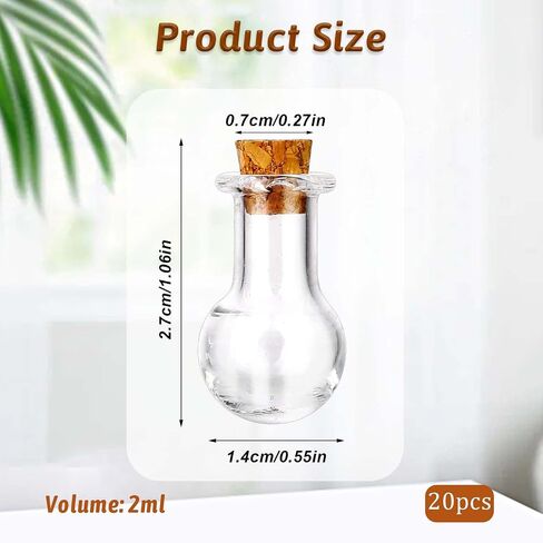 Small Glass Bottles with Corks, 20 Pieces Wishing Drifting Bottles Mini Glass Bottles Tiny Jars Decorative Bottles Empty Miniature Bottles with Corks Stoppers for Wedding Party DIY Crafts Decoration in Saudi Arabia