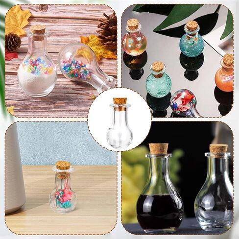Small Glass Bottles with Corks, 20 Pieces Wishing Drifting Bottles Mini Glass Bottles Tiny Jars Decorative Bottles Empty Miniature Bottles with Corks Stoppers for Wedding Party DIY Crafts Decoration in Saudi Arabia