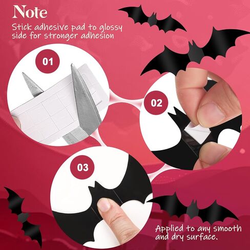 Halloween Decorations Bats Wall Stickers, 60 PCS Reusable 3D Black Halloween Bats Scary Stickers with Double-Sided Tape for Halloween Home Decor DIY Window Wall Indoor Outdoor Halloween Party Supplies in Saudi Arabia