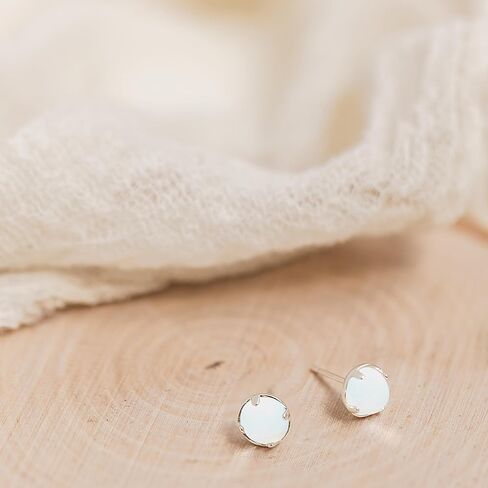 Recycled Vintage Clear Milk Bottle Sterling Silver Post Earrings in Kuwait