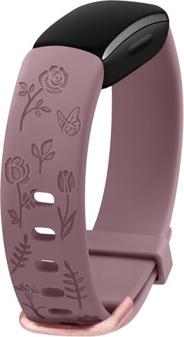 أحزمة Tobfit Rose Butterfly المنقوشة المتوافقة مع أحزمة Fitbit Inspire 2 للنساء، سوار من السيليكون الناعم الأنيق بنمط الزهور من أجل Fitbit Inspire 2 [ليس لـ Fitbit Inspire/Fitbit Inspire HR] in Saudi Arabia