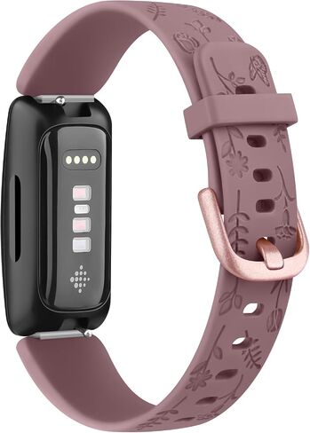 أحزمة Tobfit Rose Butterfly المنقوشة المتوافقة مع أحزمة Fitbit Inspire 2 للنساء، سوار من السيليكون الناعم الأنيق بنمط الزهور من أجل Fitbit Inspire 2 [ليس لـ Fitbit Inspire/Fitbit Inspire HR] in Saudi Arabia