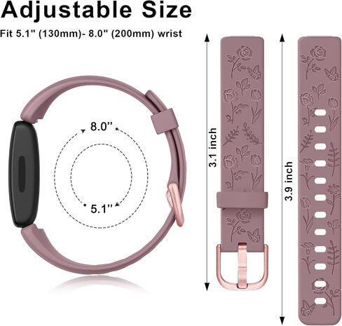 أحزمة Tobfit Rose Butterfly المنقوشة المتوافقة مع أحزمة Fitbit Inspire 2 للنساء، سوار من السيليكون الناعم الأنيق بنمط الزهور من أجل Fitbit Inspire 2 [ليس لـ Fitbit Inspire/Fitbit Inspire HR] in Saudi Arabia