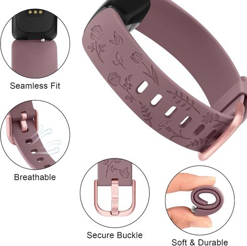 أحزمة Tobfit Rose Butterfly المنقوشة المتوافقة مع أحزمة Fitbit Inspire 2 للنساء، سوار من السيليكون الناعم الأنيق بنمط الزهور من أجل Fitbit Inspire 2 [ليس لـ Fitbit Inspire/Fitbit Inspire HR] in Saudi Arabia