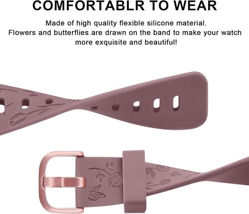 أحزمة Tobfit Rose Butterfly المنقوشة المتوافقة مع أحزمة Fitbit Inspire 2 للنساء، سوار من السيليكون الناعم الأنيق بنمط الزهور من أجل Fitbit Inspire 2 [ليس لـ Fitbit Inspire/Fitbit Inspire HR] in Saudi Arabia