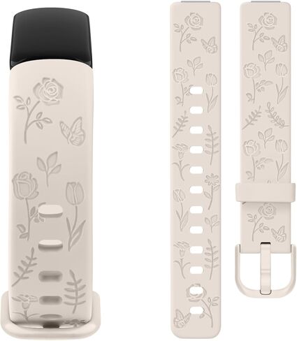 أحزمة Tobfit Rose Butterfly المنقوشة المتوافقة مع أحزمة Fitbit Inspire 2 للنساء، سوار من السيليكون الناعم الأنيق بنمط الزهور من أجل Fitbit Inspire 2 [ليس لـ Fitbit Inspire/Fitbit Inspire HR] in Saudi Arabia