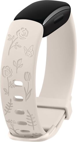 أحزمة Tobfit Rose Butterfly المنقوشة المتوافقة مع أحزمة Fitbit Inspire 2 للنساء، سوار من السيليكون الناعم الأنيق بنمط الزهور من أجل Fitbit Inspire 2 [ليس لـ Fitbit Inspire/Fitbit Inspire HR] in Saudi Arabia