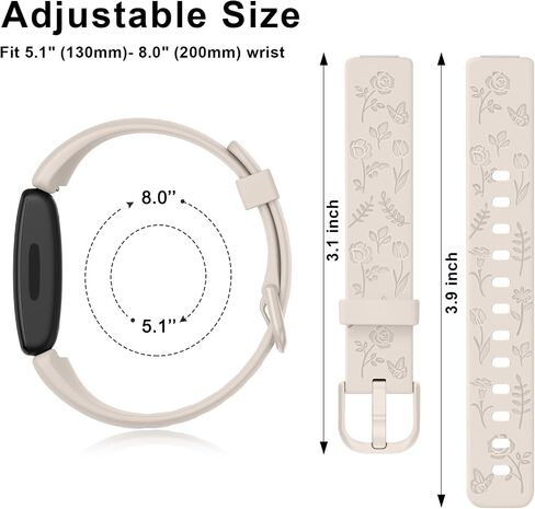 أحزمة Tobfit Rose Butterfly المنقوشة المتوافقة مع أحزمة Fitbit Inspire 2 للنساء، سوار من السيليكون الناعم الأنيق بنمط الزهور من أجل Fitbit Inspire 2 [ليس لـ Fitbit Inspire/Fitbit Inspire HR] in Saudi Arabia