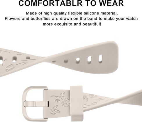 أحزمة Tobfit Rose Butterfly المنقوشة المتوافقة مع أحزمة Fitbit Inspire 2 للنساء، سوار من السيليكون الناعم الأنيق بنمط الزهور من أجل Fitbit Inspire 2 [ليس لـ Fitbit Inspire/Fitbit Inspire HR] in Saudi Arabia