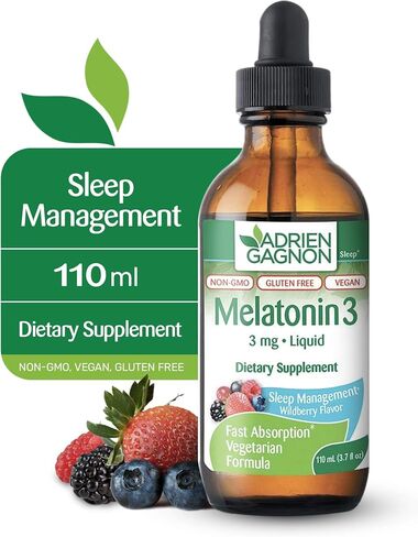 Liquid Melatonin 3mg, Vegan Melatonin Drops for Calm Rest Support, Wildberry Flavor, 110 ml Dropper in Saudi Arabia