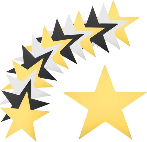 MECCANIXITY Star Cutouts Paper Five Star Confetti Cutouts for Birthday Party Classroom Wedding Bulletin Board Wall Decorations 5.9 Inches,(Gold Silver Black) Pack of 80 in Saudi Arabia