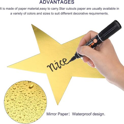 MECCANIXITY Star Cutouts Paper Five Star Confetti Cutouts for Birthday Party Classroom Wedding Bulletin Board Wall Decorations 5.9 Inches,(Gold Silver Black) Pack of 80 in Saudi Arabia