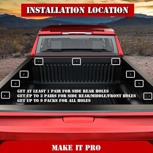 مرساة ربط لسرير الشاحنة من KitsPro لسيارة 2007-2024 Chevy شيفروليه سيلفرادو وجي إم سي سييرا 1500 2500 3500، 2015-2024 تشيفي شيفروليه كولورادو وجي إم سي كانيون، خطاف تثبيت لسرير الشاحنة، حزمة من 2 in Kuwait