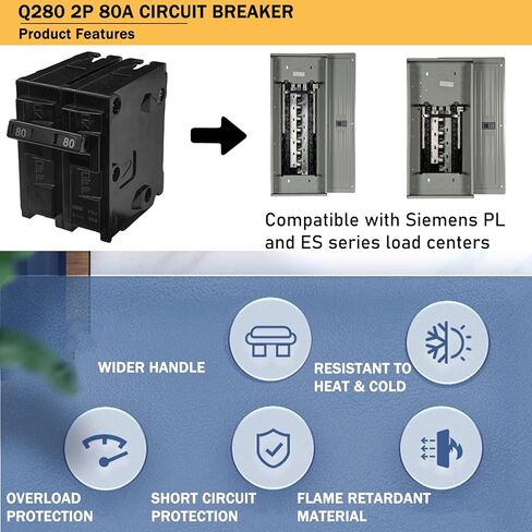 قاطع دائرة Q230 ثنائي القطب 30 أمبير، 120/240 فولت، مناسب لمراكز تحميل سلسلة Siemens Type EQ، EQL، SEQ، EQG، PL وES، حماية مغناطيسية حرارية، قاطع دائرة إضافي. ضمان 5 سنوات in Kuwait