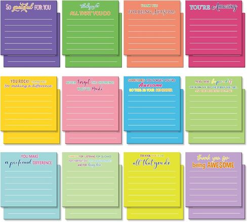 Yinder 24 Pcs Employee Appreciation Sticky Notes Thank You Gifts Bulk End of Year Teacher Gift Mini Pocket Inspirational Notepads for Coworker Graduation School Office Supply 3 x 3''(Marble) in Saudi Arabia