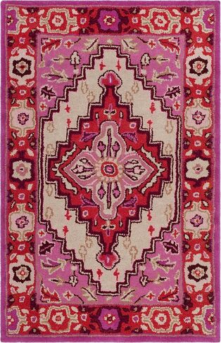 SAFAVIEH Bellagio Collection Area Rug - 5' x 8', Red & Pink, Handmade Medallion Wool, Ideal for High Traffic Areas in Living Room, Bedroom (BLG545B) in Saudi Arabia