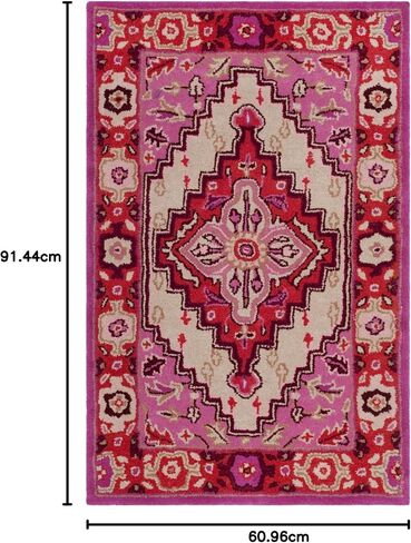 SAFAVIEH Bellagio Collection Area Rug - 5' x 8', Red & Pink, Handmade Medallion Wool, Ideal for High Traffic Areas in Living Room, Bedroom (BLG545B) in Saudi Arabia
