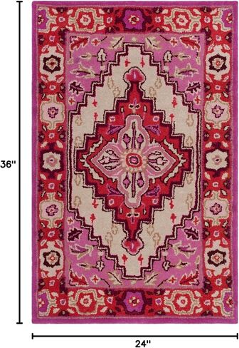 SAFAVIEH Bellagio Collection Area Rug - 5' x 8', Red & Pink, Handmade Medallion Wool, Ideal for High Traffic Areas in Living Room, Bedroom (BLG545B) in Saudi Arabia