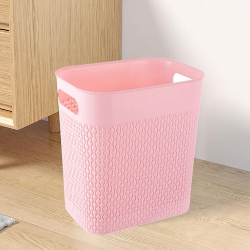 Trash Can Plastic Trash Can Wastebaskets Garbage Bin Recycling Bin Slim Garbage Can Trash Bin with Handles for Narrow Space Bathroom Bedroom Laundry Home Kitchen Office (Large, Pink) in Saudi Arabia