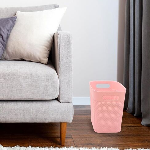 Trash Can Plastic Trash Can Wastebaskets Garbage Bin Recycling Bin Slim Garbage Can Trash Bin with Handles for Narrow Space Bathroom Bedroom Laundry Home Kitchen Office (Large, Pink) in Saudi Arabia
