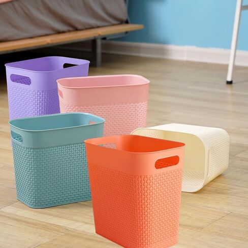 Trash Can Plastic Trash Can Wastebaskets Garbage Bin Recycling Bin Slim Garbage Can Trash Bin with Handles for Narrow Space Bathroom Bedroom Laundry Home Kitchen Office (Large, Pink) in Saudi Arabia
