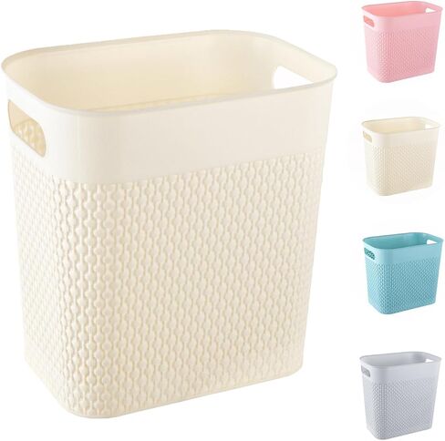 Trash Can Plastic Trash Can Wastebaskets Garbage Bin Recycling Bin Slim Garbage Can Trash Bin with Handles for Narrow Space Bathroom Bedroom Laundry Home Kitchen Office (Large, Pink) in Saudi Arabia