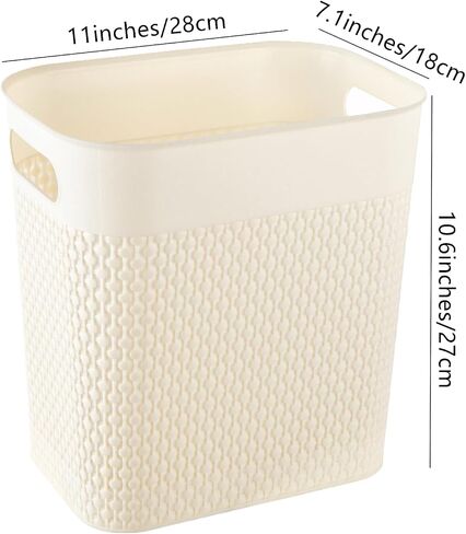 Trash Can Plastic Trash Can Wastebaskets Garbage Bin Recycling Bin Slim Garbage Can Trash Bin with Handles for Narrow Space Bathroom Bedroom Laundry Home Kitchen Office (Large, Pink) in Saudi Arabia