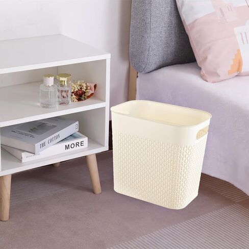 Trash Can Plastic Trash Can Wastebaskets Garbage Bin Recycling Bin Slim Garbage Can Trash Bin with Handles for Narrow Space Bathroom Bedroom Laundry Home Kitchen Office (Large, Pink) in Saudi Arabia
