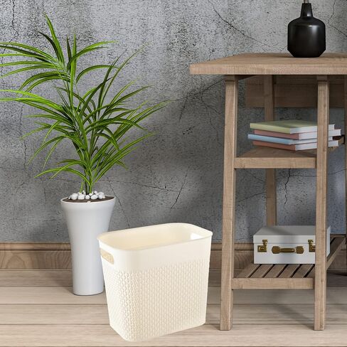 Trash Can Plastic Trash Can Wastebaskets Garbage Bin Recycling Bin Slim Garbage Can Trash Bin with Handles for Narrow Space Bathroom Bedroom Laundry Home Kitchen Office (Large, Pink) in Saudi Arabia