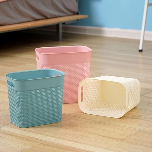 Trash Can Plastic Trash Can Wastebaskets Garbage Bin Recycling Bin Slim Garbage Can Trash Bin with Handles for Narrow Space Bathroom Bedroom Laundry Home Kitchen Office (Large, Pink) in Saudi Arabia