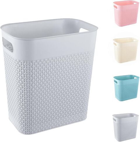 Trash Can Plastic Trash Can Wastebaskets Garbage Bin Recycling Bin Slim Garbage Can Trash Bin with Handles for Narrow Space Bathroom Bedroom Laundry Home Kitchen Office (Large, Pink) in Saudi Arabia