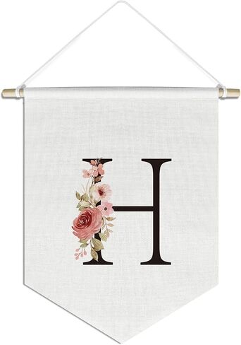 Letter T Flowers Poster Banner Flag,Canvas Hanging Pennant Flag Banner Wall Sign Decor Gift for Nursery Baby Kids Girl Boy Teen Bedroom Playroom,Monogrammed Initial Letter A in Saudi Arabia