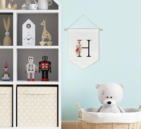 Letter T Flowers Poster Banner Flag,Canvas Hanging Pennant Flag Banner Wall Sign Decor Gift for Nursery Baby Kids Girl Boy Teen Bedroom Playroom,Monogrammed Initial Letter A in Saudi Arabia