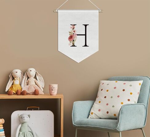 Letter T Flowers Poster Banner Flag,Canvas Hanging Pennant Flag Banner Wall Sign Decor Gift for Nursery Baby Kids Girl Boy Teen Bedroom Playroom,Monogrammed Initial Letter A in Saudi Arabia