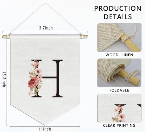 Letter T Flowers Poster Banner Flag,Canvas Hanging Pennant Flag Banner Wall Sign Decor Gift for Nursery Baby Kids Girl Boy Teen Bedroom Playroom,Monogrammed Initial Letter A in Saudi Arabia