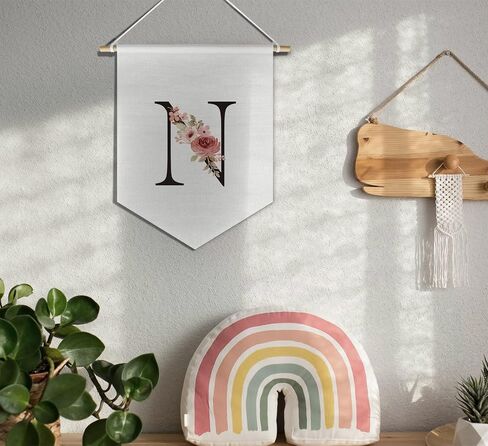 Letter T Flowers Poster Banner Flag,Canvas Hanging Pennant Flag Banner Wall Sign Decor Gift for Nursery Baby Kids Girl Boy Teen Bedroom Playroom,Monogrammed Initial Letter A in Saudi Arabia