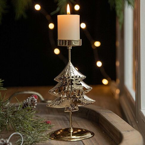 2 Pack Candle Holders Christmas Decor,Gold Tree Candlestick for Taper Table Centerpiece Festive Ornaments Mantel Home in Saudi Arabia
