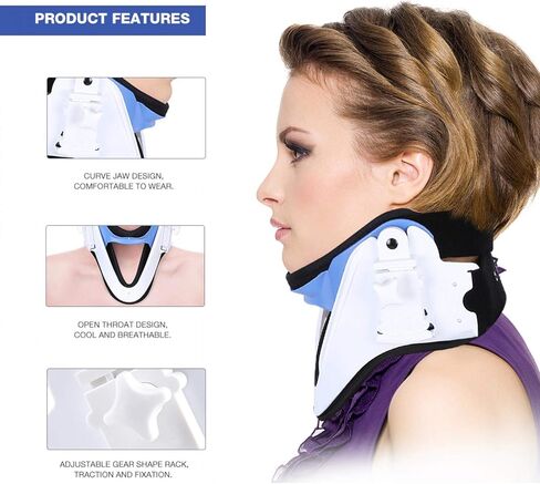 Cervical Neck Collar - Relieves Pain & Pressure on Spine, Adjustable Neck Brace Cervical Traction Fixation Spine Care Correction in Saudi Arabia