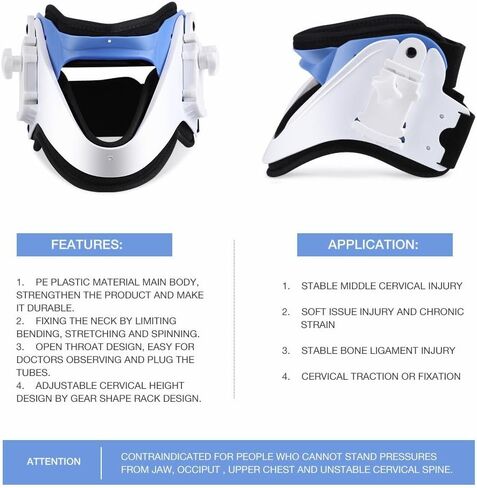 Cervical Neck Collar - Relieves Pain & Pressure on Spine, Adjustable Neck Brace Cervical Traction Fixation Spine Care Correction in Saudi Arabia