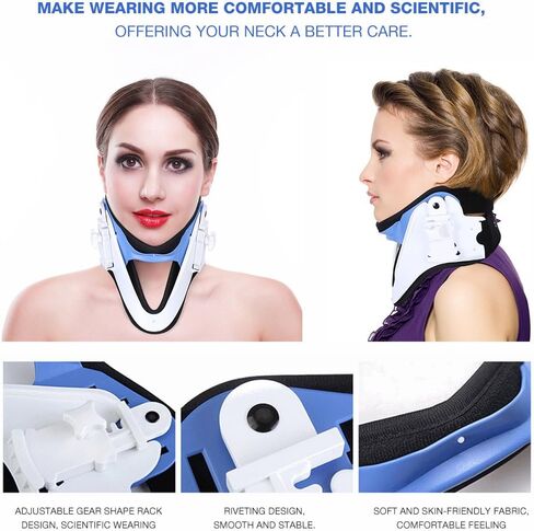 Cervical Neck Collar - Relieves Pain & Pressure on Spine, Adjustable Neck Brace Cervical Traction Fixation Spine Care Correction in Saudi Arabia