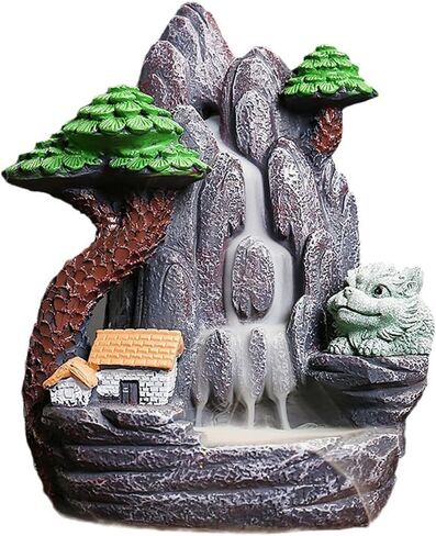 YYW Backflow Incense Burner Waterfall Mountain Incense Burner Incense Holders Resin Incense Burner Holder for Home Decor, with 20 Cones (Incense Burner 01) in Saudi Arabia