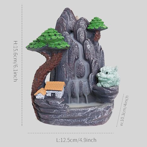 YYW Backflow Incense Burner Waterfall Mountain Incense Burner Incense Holders Resin Incense Burner Holder for Home Decor, with 20 Cones (Incense Burner 01) in Saudi Arabia