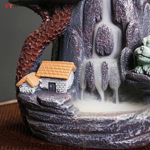 YYW Backflow Incense Burner Waterfall Mountain Incense Burner Incense Holders Resin Incense Burner Holder for Home Decor, with 20 Cones (Incense Burner 01) in Saudi Arabia