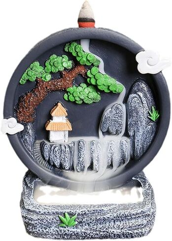 YYW Backflow Incense Burner Waterfall Mountain Incense Burner Incense Holders Resin Incense Burner Holder for Home Decor, with 20 Cones (Incense Burner 01) in Saudi Arabia