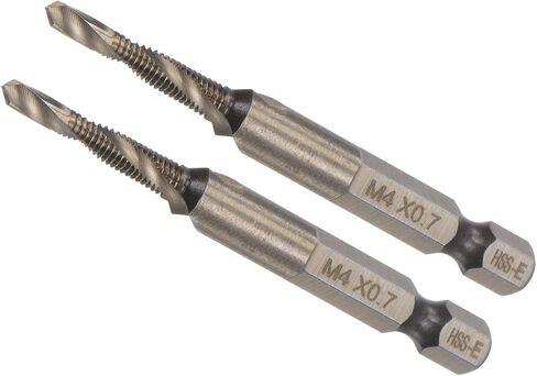 مثقاب مركب وريشة صنبور، M8 × 1.25 حجم الخيط 1/4 بوصة ساق سداسية، 6542 أدوات فولاذية عالية السرعة مطلية بالتيتانيوم - (التطبيقات: للبلاستيك الألومنيوم والفولاذ المقاوم للصدأ) in Saudi Arabia