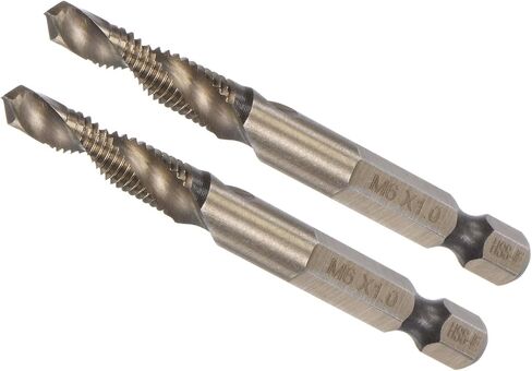 مثقاب مركب وريشة صنبور، M8 × 1.25 حجم الخيط 1/4 بوصة ساق سداسية، 6542 أدوات فولاذية عالية السرعة مطلية بالتيتانيوم - (التطبيقات: للبلاستيك الألومنيوم والفولاذ المقاوم للصدأ) in Saudi Arabia